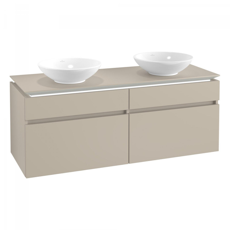 Тумба под раковину Villeroy & Boch Legato 140х55 см с подсветкой ДСП нежно-серый B592L0VK