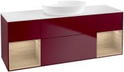 Тумба під раковину Villeroy & Boch Finion 160х50,1 см з підсвічуванням МДФ півонія матовий лак/скло біле матове FD01PCHB