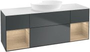 Тумба под раковину Villeroy & Boch Finion 160х50,1 см с подсветкой МДФ темно-синий матовый лак/стекло белое матовое FD01PCHG