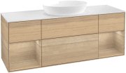 Тумба під раковину Villeroy & Boch Finion 160х50,1 см із підсвічуванням МДФ шпон дуба/скло біле матове FD01PCPC