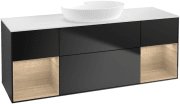 Тумба під раковину Villeroy & Boch Finion 160х50,1 см із підсвічуванням МДФ чорний матовий лак/скло біле матове FD01PCPD