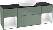 Тумба під раковину Villeroy & Boch Finion 160х50,1 см із підсвічуванням МДФ оливковий матовий лак/скло чорне матове FD02GFGM