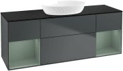 Тумба під раковину Villeroy & Boch Finion 160х50,1 см із підсвічуванням МДФ темно-синій матовий лак/скло чорне матове FD02GMHG
