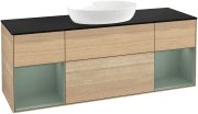 Тумба под раковину Villeroy & Boch Finion 160х50,1 см с подсветкой МДФ шпон дуба/стекло черное матовое FD02GMPC
