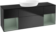 Тумба под раковину Villeroy & Boch Finion 160х50,1 см с подсветкой МДФ черный матовый лак/стекло черное матовое FD02GMPD
