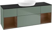 Тумба під раковину Villeroy & Boch Finion 160х50,1 см із підсвічуванням МДФ оливковий матовий лак/скло чорне матове FD02GNGM