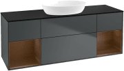 Тумба під раковину Villeroy & Boch Finion 160х50,1 см із підсвічуванням МДФ темно-синій матовий лак/скло чорне матове FD02GNHG