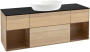 Тумба під раковину Villeroy & Boch Finion 160х50,1 см із підсвічуванням МДФ шпон дуба/скло чорне матове FD02GNPC