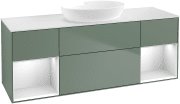 Тумба під раковину Villeroy & Boch Finion 160х50,1 см із підсвічуванням МДФ оливковий матовий лак/скло біле матове FD01MTGM
