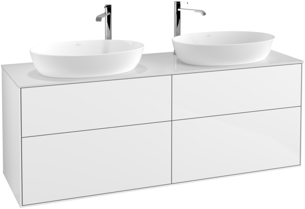 Тумба під раковину Villeroy & Boch Finion 160х50,1 см МДФ білий глянцевий лак/скло біле матове F96100GF