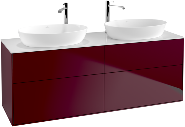 Тумба под раковину Villeroy & Boch Finion 160х50,1 см МДФ пион матовый лак/стекло белое матовое F96100HB