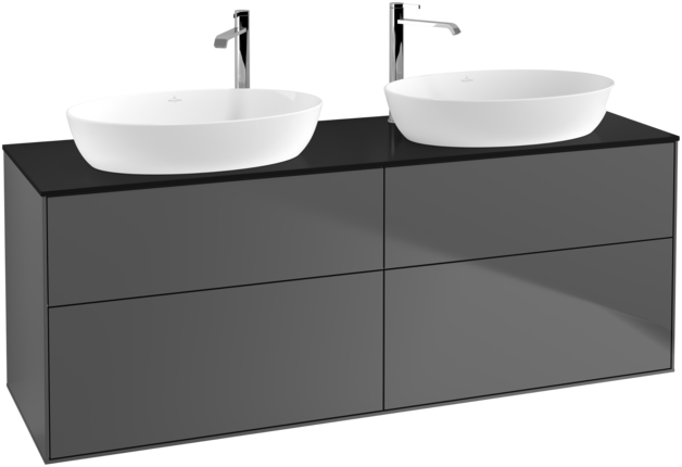 Тумба під раковину Villeroy & Boch Finion 160х50,1 см МДФ антрацит матовий лак/скло чорне матове F96200GK