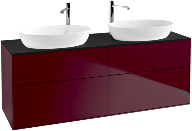 Тумба під раковину Villeroy & Boch Finion 160х50,1 см МДФ півонія матовий лак/скло чорне матове F96200HB