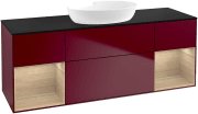 Тумба під раковину Villeroy & Boch Finion 160х50,1 см з підсвічуванням МДФ півонія матовий лак/скло чорне матове FD02PCHB