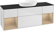 Тумба під раковину Villeroy & Boch Finion 160х50,1 см із підсвічуванням МДФ білий матовий лак/скло чорне матове FD02PCMT