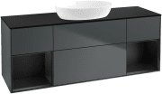 Тумба під раковину Villeroy & Boch Finion 160х50,1 см із підсвічуванням МДФ темно-синій матовий лак/скло чорне матове FD02PDHG