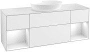 Тумба под раковину Villeroy & Boch Finion 160х50,1 см с подсветкой МДФ глянцевый белый лак/стекло белое матовое GD01GFGF