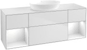 Тумба под раковину Villeroy & Boch Finion 160х50,1 см с подсветкой МДФ белый матовый лак/стекло белое матовое GD01GFMT