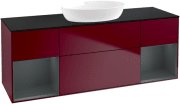 Тумба под раковину Villeroy & Boch Finion 160х50,1 см с подсветкой МДФ пион матовый лак/стекло черное матовое FD02HGHB