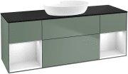 Тумба под раковину Villeroy & Boch Finion 160х50,1 см с подсветкой МДФ оливковый матовый лак/стекло черное матовое FD02MTGM