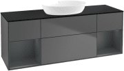 Тумба під раковину Villeroy & Boch Finion 160х50,1 см із підсвічуванням МДФ антрацит матовий лак/скло чорне матове FD02HGGK