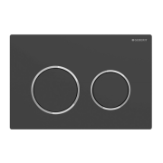 Кнопка смыва Geberit Omega 20 двойной смыв пластик черный матовый/хром глянцевый 115.085.14.1