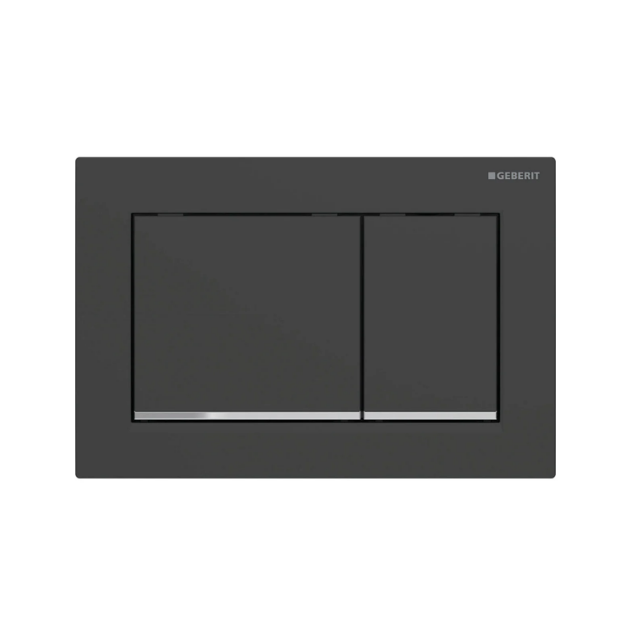 Кнопка смыва Geberit Omega 30 двойной смыв пластик черный матовый/хром глянцевый 115.080.14.1