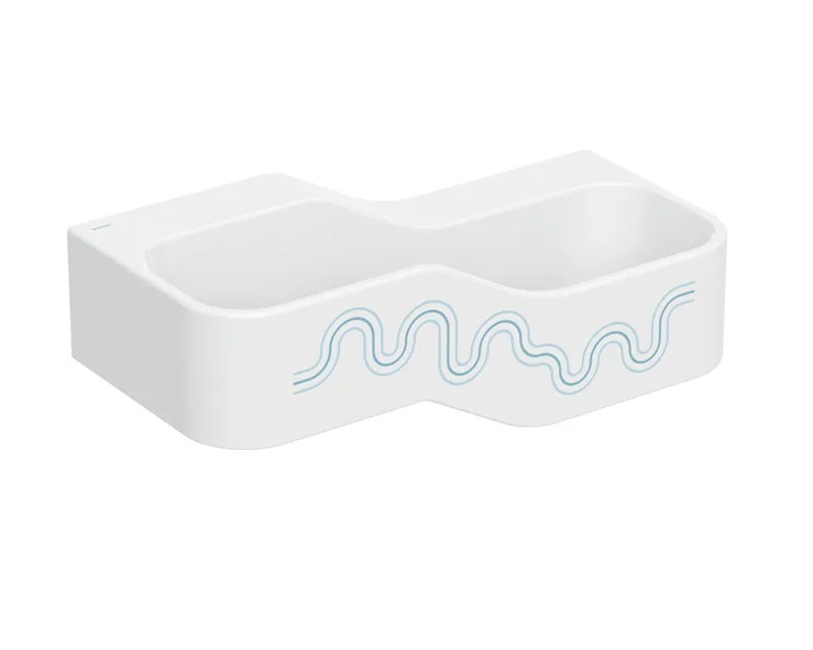 Детская раковина Geberit Bambini 90х39 см с двумя зонами Varicor белый альпийский декор синий океан/голубой 502.974.SX.2