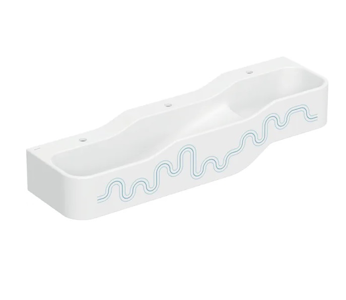 Детская раковина Geberit Bambini 140х39 см с тремя зонами Varicor белый альпийский декор синий океан/голубой 502.975.SX.1