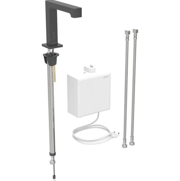 Смеситель для раковины Geberit Brenta питание от сети с функциональным блоком наружного монтажа латунь черный матовый 116.172.14.1