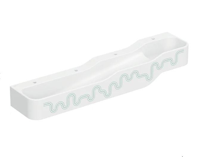 Детская раковина Geberit Bambini 180х39 см с четырьмя зонами Varicor белый альпийский декор зеленый лес/светло-зеленый 502.977.79.1