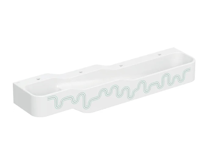 Детская раковина Geberit Bambini 180х39 см с четырьмя зонами Varicor белый альпийский декор зеленый лес/светло-зеленый 502.978.79.1