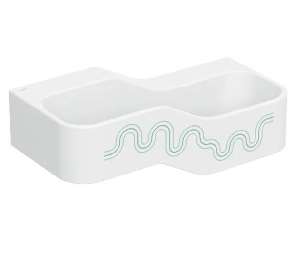 Дитяча раковина Geberit Bambini 90х39 см із двома зонами Varicor білий альпійський декор зелений ліс/світло-зелений 502.974.79.2