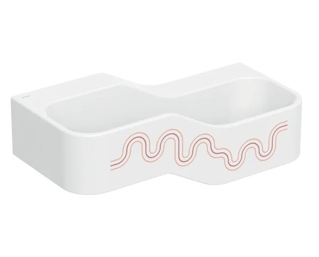 Дитяча раковина Geberit Bambini 90х39 см із двома зонами Varicor білий альпійський декор карміново-червоний/помаранчевий 502.974.FY.2