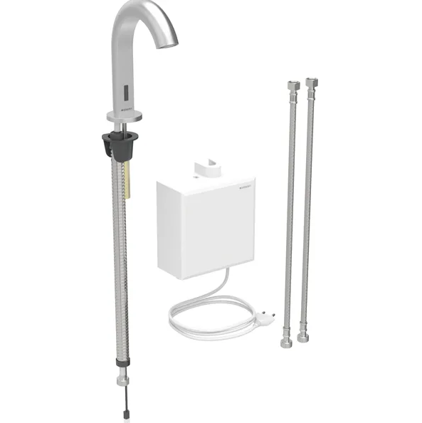 Змішувач для раковини Geberit Piavе із функціональним блоком зовнішнього монтажу живлення від мережі латунь нержавіюча сталь 116.162.SN.1