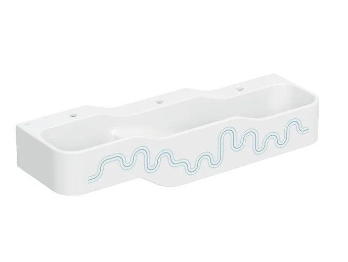 Детская раковина Geberit Bambini 140х39 см с тремя зонами Varicor белый альпийский декор синий океан/голубой 502.976.SX.1