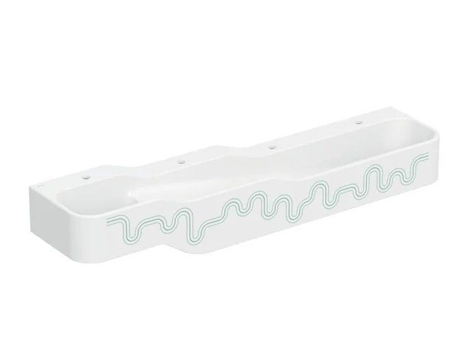 Детская раковина Geberit Bambini 180х39 см с четырьмя зонами Varicor белый альпийский декор зеленый лес/светло-зеленый 502.978.79.1