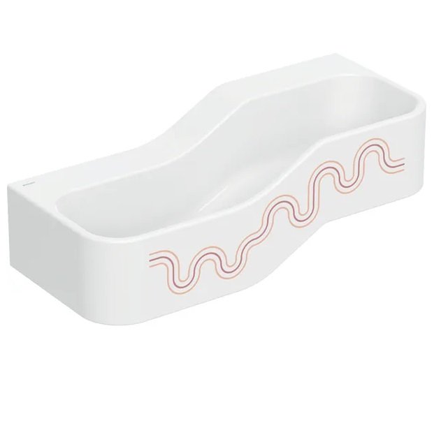 Дитяча раковина Geberit Bambini 90х39 см із двома зонами Varicor білий альпійський декор карміново-червоний/помаранчевий 502.973.FY.2