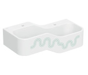 Дитяча раковина Geberit Bambini 90х39 см із двома зонами Varicor білий альпійський декор зелений ліс/світло-зелений 502.974.79.1