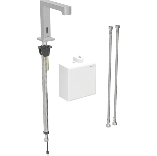 Смеситель для раковины Geberit Brenta питание от генератора с функциональным блоком наружного монтажа латунь нерж сталь матовый 116.176.SN.1