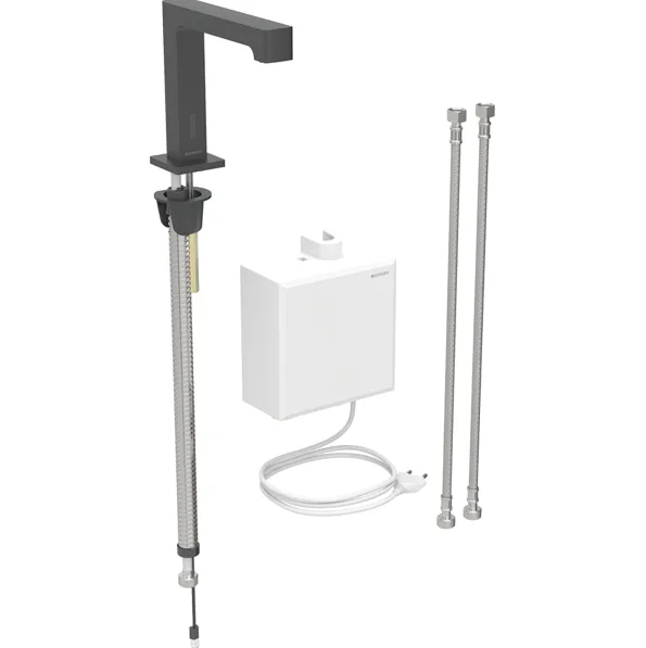 Смеситель для раковины Geberit Brenta питание от сети с функциональным блоком наружного монтажа латунь черный матовый 116.177.14.1