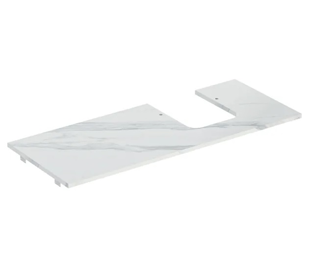 Столешница под раковину Geberit One 119х47,3 см вырез справа керамогранит белый мрамор 505.145.00.1