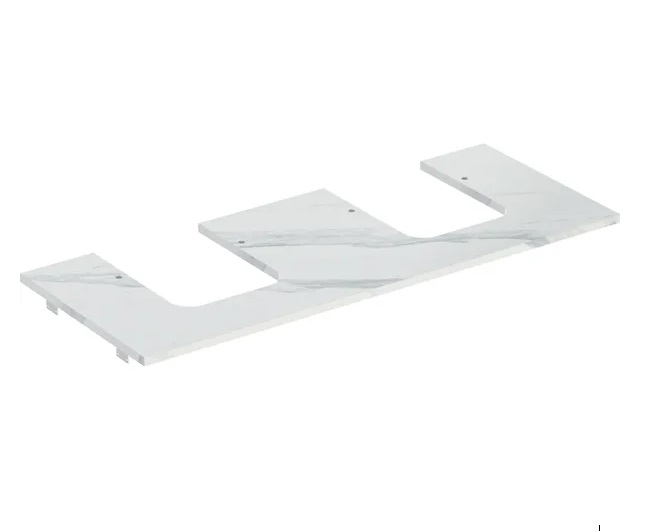 Столешница под раковину Geberit One 119х47,3 см вырез слева и справа керамогранит белый мрамор  505.175.00.1