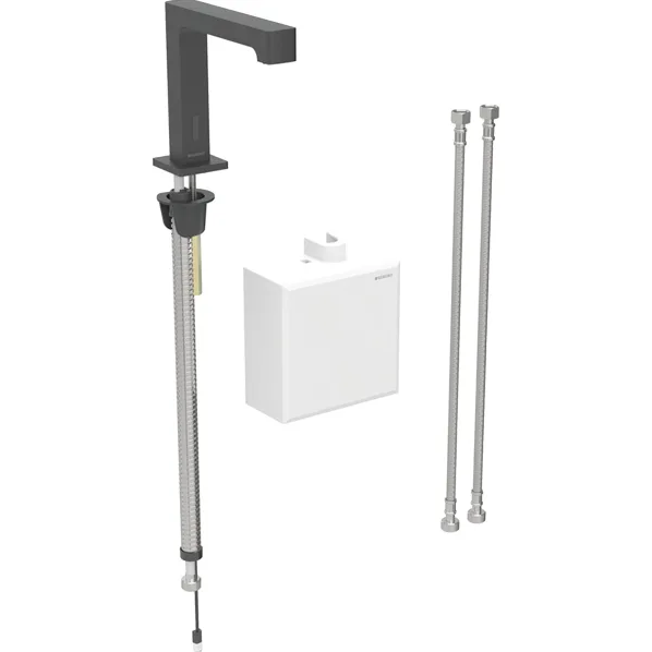 Змішувач для раковини Geberit Brenta живлення від батарей з функціональним блоком зовнішнього монтажу латунь чорний матовий 116.178.14.1