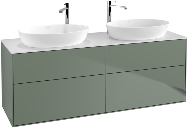 Тумба под раковину Villeroy & Boch Finion 160х50,1 см МДФ оливковый матовый лак/стекло белое матовое F96100GM