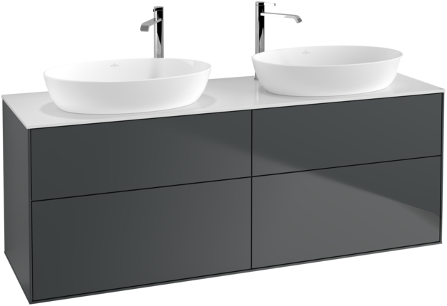 Тумба под раковину Villeroy & Boch Finion 160х50,1 см МДФ темно-синий матовый лак/стекло белое матовое F96100HG