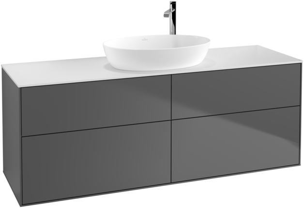 Тумба под раковину Villeroy & Boch Finion 160х50,1 см МДФ антрацит матовый лак/стекло белое матовое F97100GK