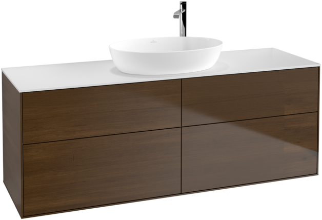 Тумба под раковину Villeroy & Boch Finion 160х50,1 см МДФ шпон грецкого ореха/стекло белое матовое F97100GN