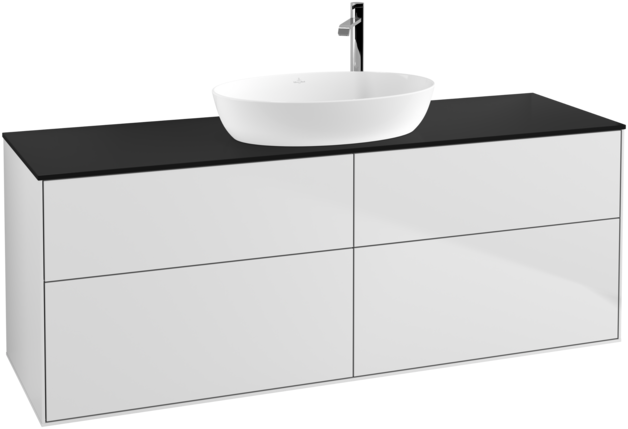 Тумба под раковину Villeroy & Boch Finion 160х50,1 см МДФ белый матовый лак/стекло черное матовое F97200MT