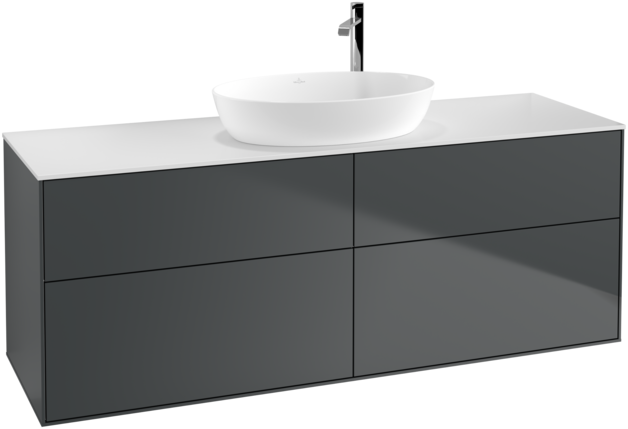 Тумба под раковину Villeroy & Boch Finion 160х50,1 см МДФ темно-синий матовый лак/стекло белое матовое F97100HG